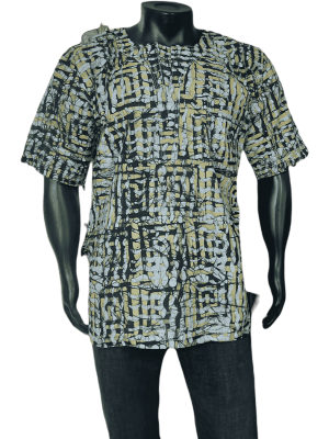 Abstract Grid Short-Sleeve Shirt