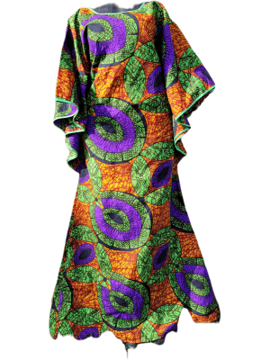Elegant Green-Purple-Orange Maxi Dress